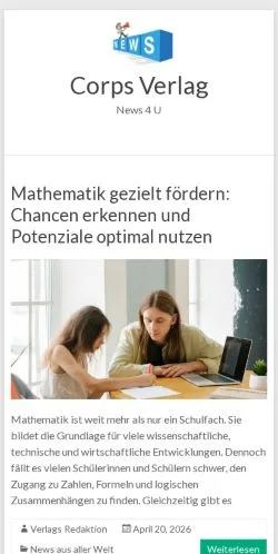 Podgląd witryny Corps Verlag, medium z kraju Niemcy do artykułów sponsorowanych