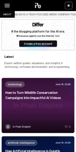 Anteprima del sito In Plain English, media di Stati Uniti per articoli sponsorizzati