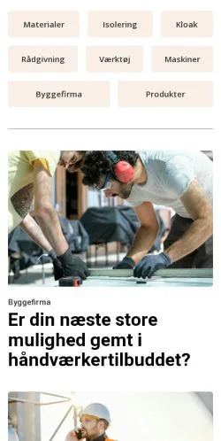 Vista previa del sitio byggepraksis.dk, medio de Dinamarca para artículos patrocinados