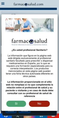 Anteprima del sito Farmacosalud, media di Spagna per articoli sponsorizzati