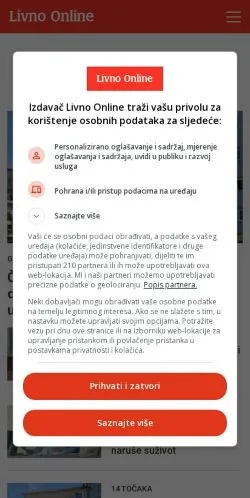 Podgląd witryny Livno Online, medium z kraju Chorwacja do artykułów sponsorowanych