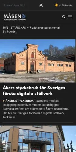 Anteprima del sito Mariefreds tidning/Måsen -, media di Svezia per articoli sponsorizzati