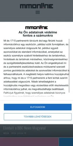 스폰서 기사용 헝가리 매체 MMOnline 사이트 미리보기