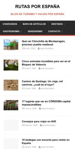 Anteprima del sito Rutas por España, media di Spagna per articoli sponsorizzati