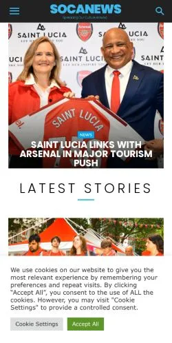 Anteprima del sito Soca News, media di Regno Unito per articoli sponsorizzati