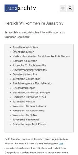 Anteprima del sito Juraarchiv, media di Germania per articoli sponsorizzati