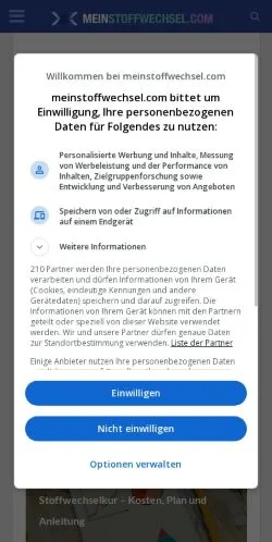 Podgląd witryny MeinStoffwechsel, medium z kraju Niemcy do artykułów sponsorowanych