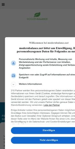 Podgląd witryny Modernbalance, medium z kraju Niemcy do artykułów sponsorowanych