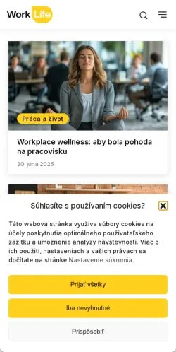 Vista previa del sitio WorkLife, medio de Eslovaquia para artículos patrocinados