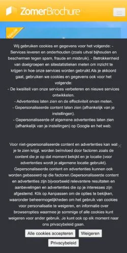 Podgląd witryny Zomerbrochure, medium z kraju Belgia do artykułów sponsorowanych