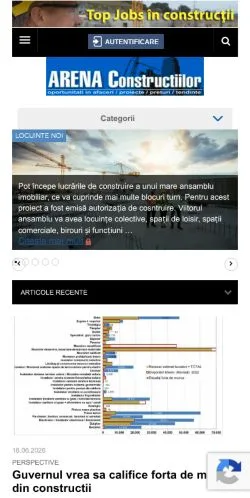 Forhåndsvisning av nettstedet ARENA Constructiilor, medium fra Romania for sponsede artikler
