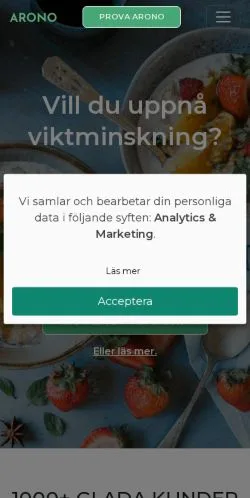 Vorschau der Website Arono, Medium aus Schweden für gesponserte Artikel
