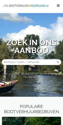 Anteprima del sito Bootverhuur Nederland, media di Paesi Bassi per articoli sponsorizzati
