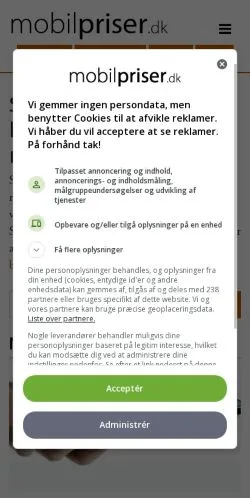 스폰서 기사용 덴마크 매체 Mobilpriser 사이트 미리보기