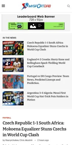 Aperçu du site MySportDab Sports News, média de États-Unis pour articles sponsorisés