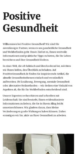 Anteprima del sito positivegesundheit.de, media di Germania per articoli sponsorizzati