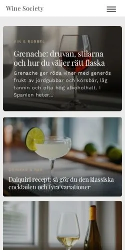 스폰서 기사용 스웨덴 매체 Wine Society 사이트 미리보기