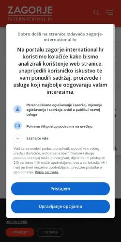 Podgląd witryny Zagorje International, medium z kraju Chorwacja do artykułów sponsorowanych