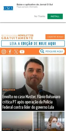 Aperçu du site Jornal O Sul, média de Brésil pour articles sponsorisés