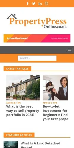 Anteprima del sito Property Press Online, media di Regno Unito per articoli sponsorizzati