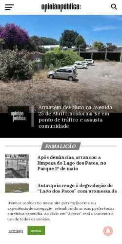 Anteprima del sito Opinião Pública, media di Portogallo per articoli sponsorizzati