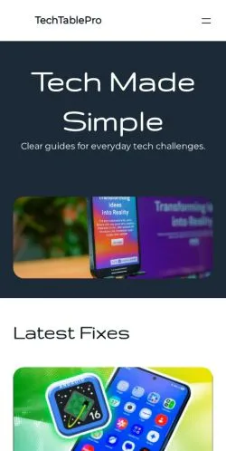 Pré-visualização do site TechTablePro, meio de Estados Unidos para artigos patrocinados