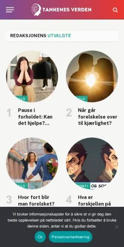 Podgląd witryny Tankenes Verden, medium z kraju Norwegia do artykułów sponsorowanych