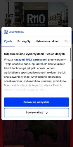 Anteprima del sito LoveKraków.pl, media di Polonia per articoli sponsorizzati