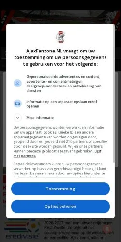 Anteprima del sito AjaxFanzone, media di Paesi Bassi per articoli sponsorizzati