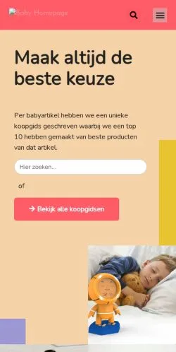 Anteprima del sito BabyHomepage, media di Paesi Bassi per articoli sponsorizzati