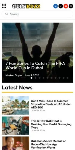 Pré-visualização do site GulfBuzz, meio de Estados Unidos para artigos patrocinados