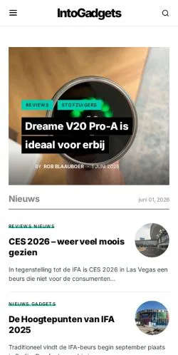 Podgląd witryny IntoGadgets, medium z kraju Holandia do artykułów sponsorowanych