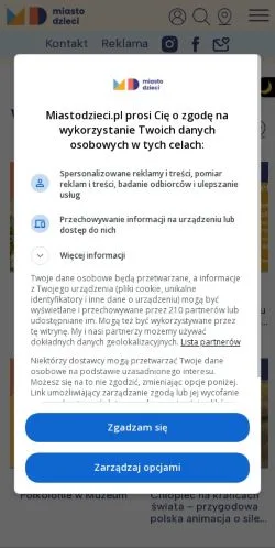 Anteprima del sito MiastoDzieci, media di Polonia per articoli sponsorizzati