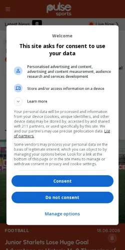 Anteprima del sito Pulse Sports Kenya, media di Kenya per articoli sponsorizzati