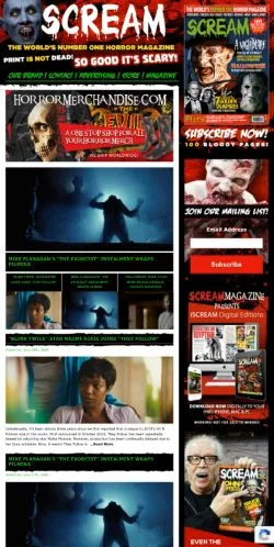 スポンサード記事向けのアメリカ合衆国メディア、Scream Horror Magのサイトプレビュー