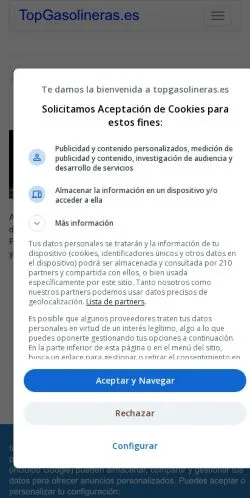 Anteprima del sito Top Gasolineras, media di Spagna per articoli sponsorizzati