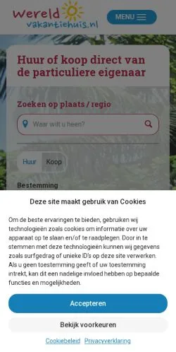 Anteprima del sito Wereld Vakantiehuis, media di Paesi Bassi per articoli sponsorizzati