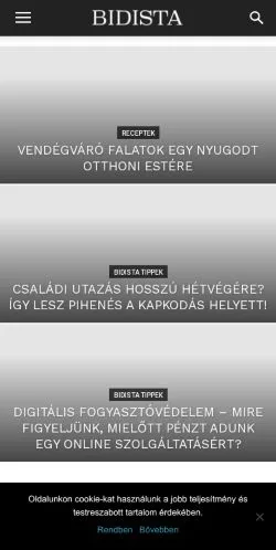 Vorschau der Website Bidista TippLista, Medium aus Ungarn für gesponserte Artikel