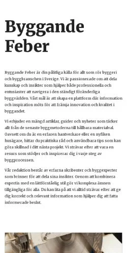 스폰서 기사용 스웨덴 매체 byggandefeber.se 사이트 미리보기