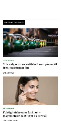 Vista previa del sitio damemagasinet.com, medio de Noruega para artículos patrocinados