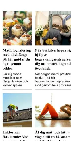 Anteprima del sito givetliv.se, media di Svezia per articoli sponsorizzati