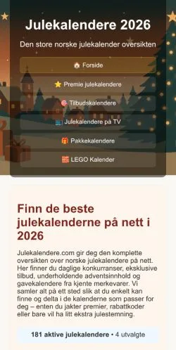 Podgląd witryny Julekalendere, medium z kraju Norwegia do artykułów sponsorowanych