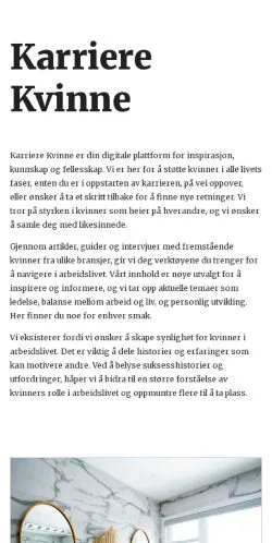 Anteprima del sito karrierekvinne.com, media di Norvegia per articoli sponsorizzati