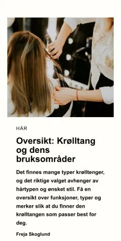 スポンサード記事向けのノルウェーメディア、kroppshelse.comのサイトプレビュー