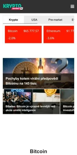 Anteprima del sito Kryptonovinky, media di Cechia per articoli sponsorizzati