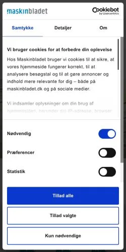 Anteprima del sito Maskinbladet, media di Danimarca per articoli sponsorizzati