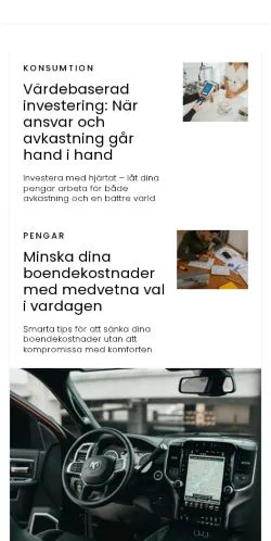 Anteprima del sito pengarinsikt.se, media di Svezia per articoli sponsorizzati