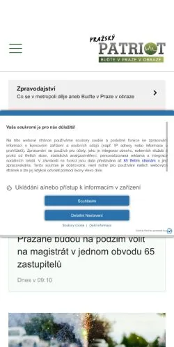 Anteprima del sito Pražský patriot, media di Cechia per articoli sponsorizzati
