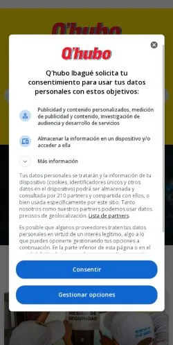 Anteprima del sito Qhubo Ibague, media di Spagna per articoli sponsorizzati