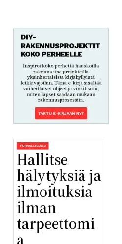 Podgląd witryny rakentajan.fi, medium z kraju Finlandia do artykułów sponsorowanych